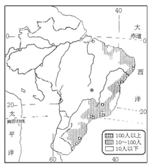 巴西人口分布_读 巴西人口分布图 ,回答问题 1 巴西人口分布的特点 ,90 的人口(2)
