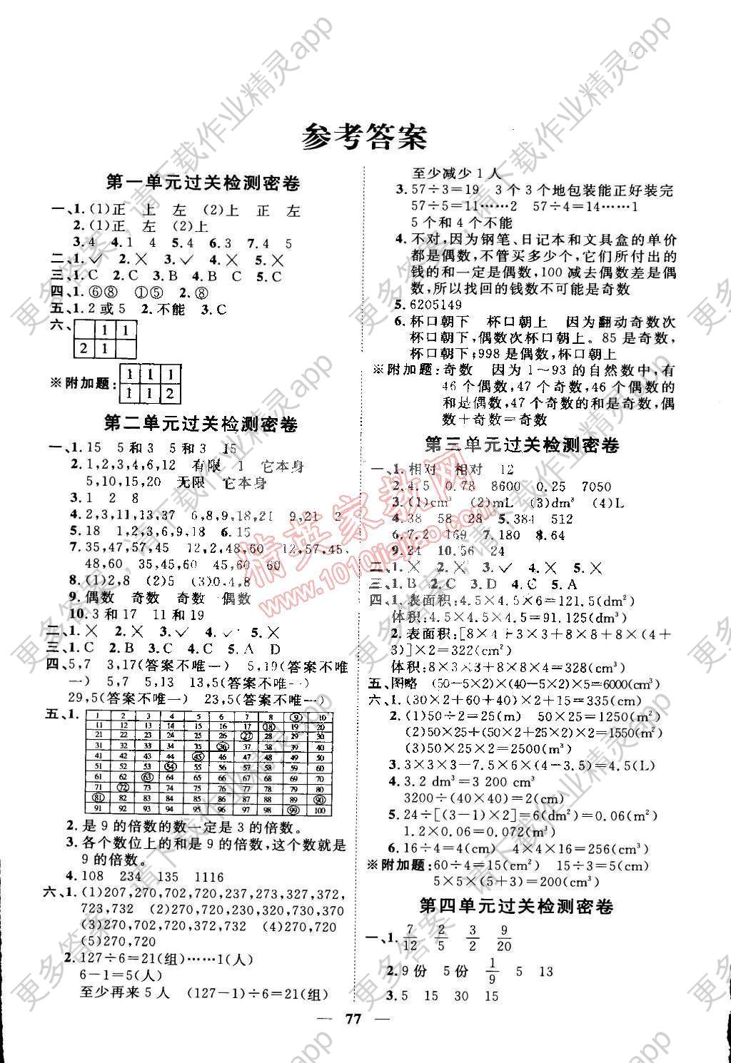 2015年一线名师全优好卷五年级数学下册人教版