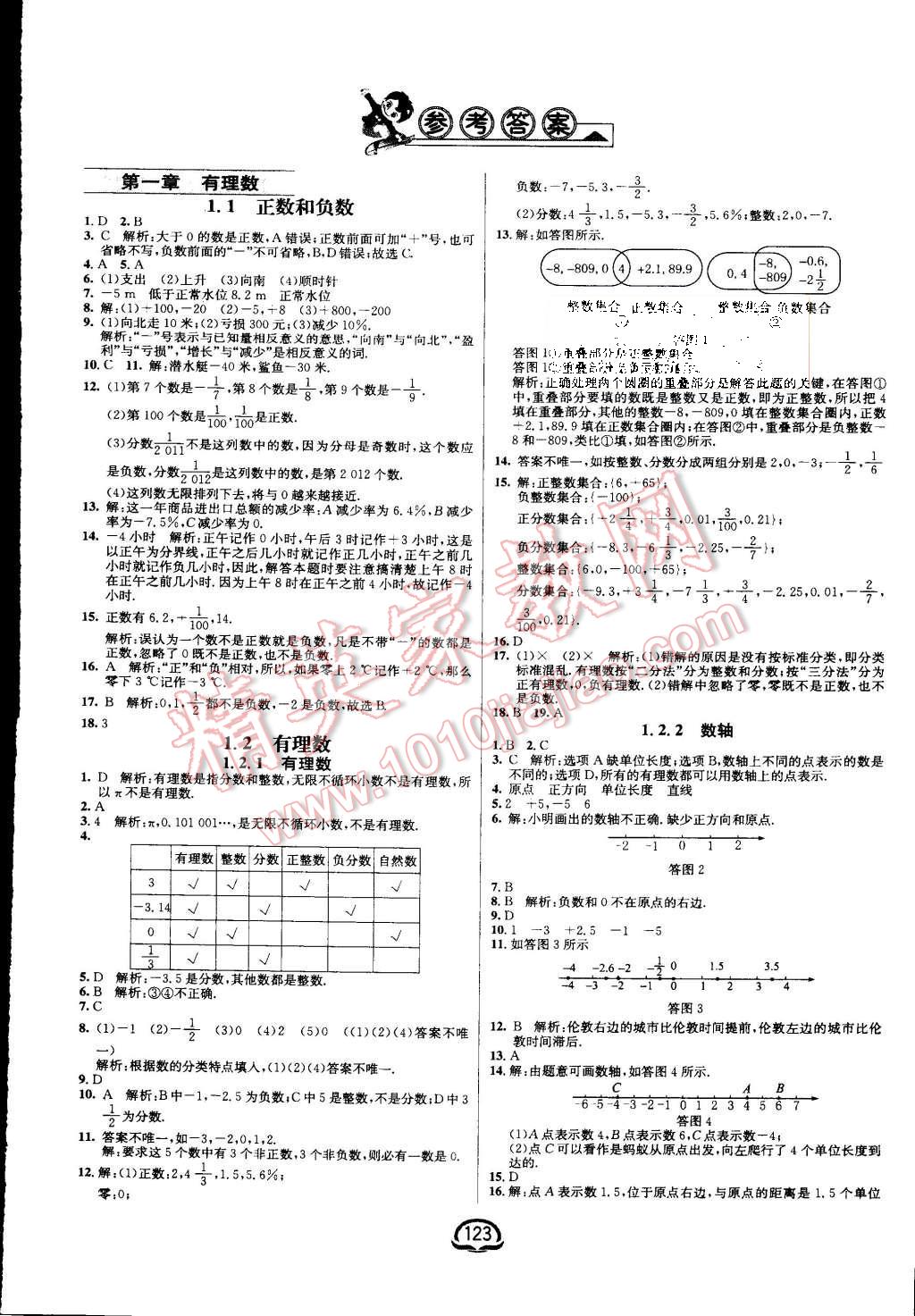 2015年鍾書金牌新教材全練七年級數學上冊人教版