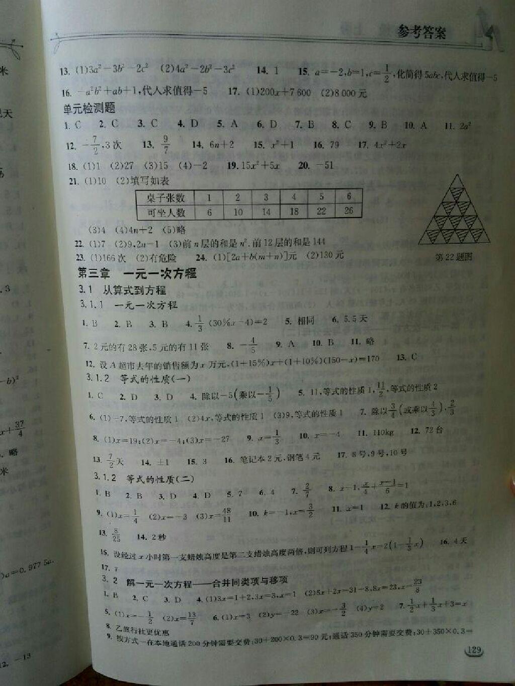 2015年长江作业本同步练习册七年级数学上册人教版 第15页