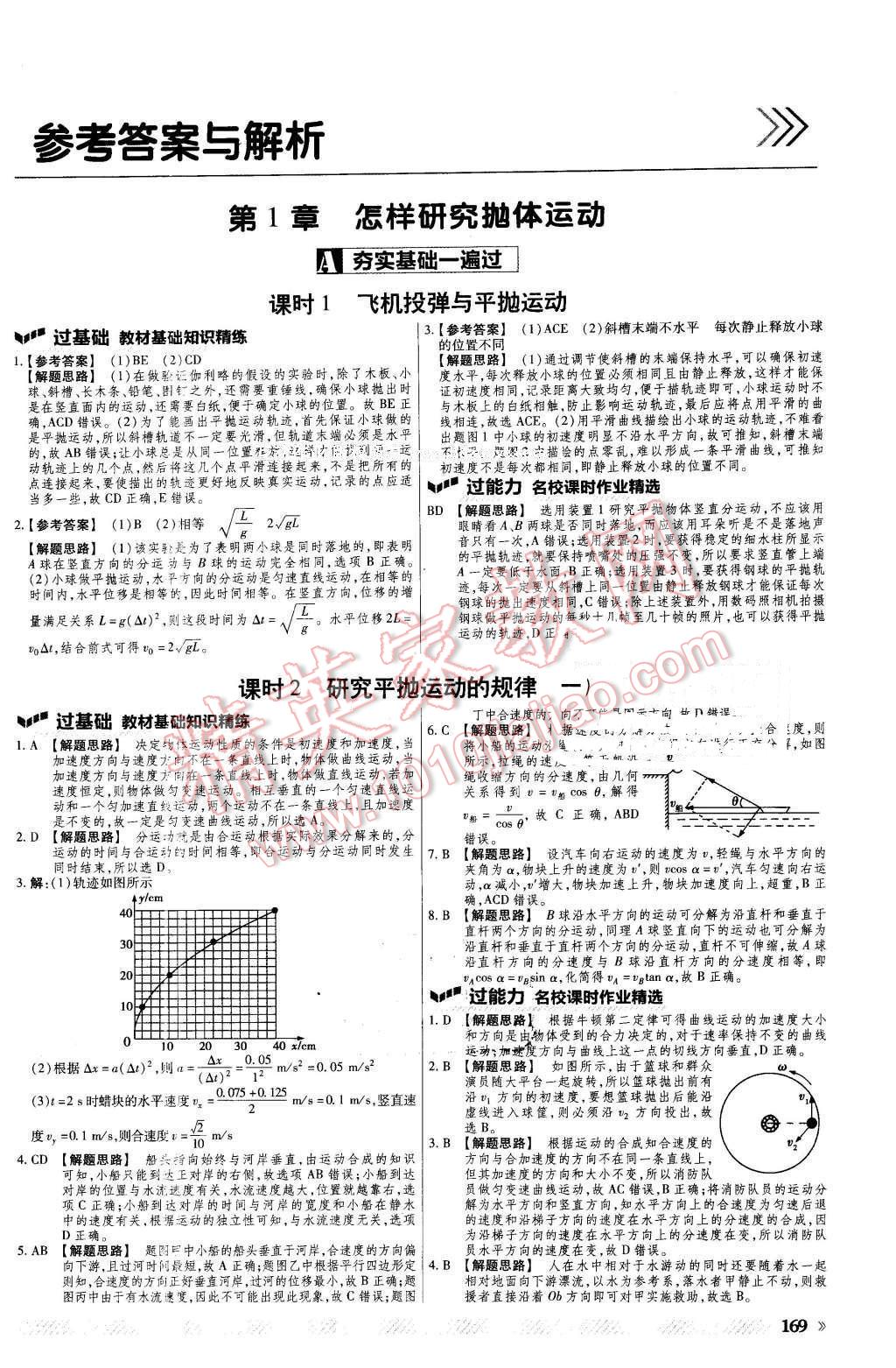 2016年一遍过高中物理必修2沪科版答案—青夏教育精英家教网