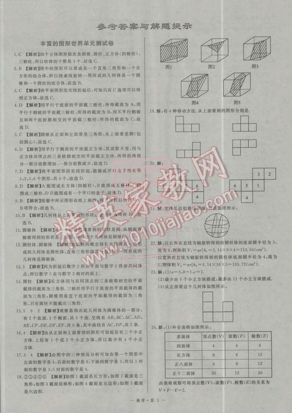 2016年天利38套对接中考单元专题双测卷七年级数学上册北师大版