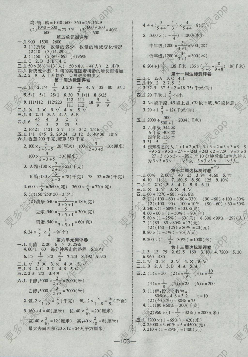 2016年优加全能大考卷六年级数学上册北师大版 参考答案第3页