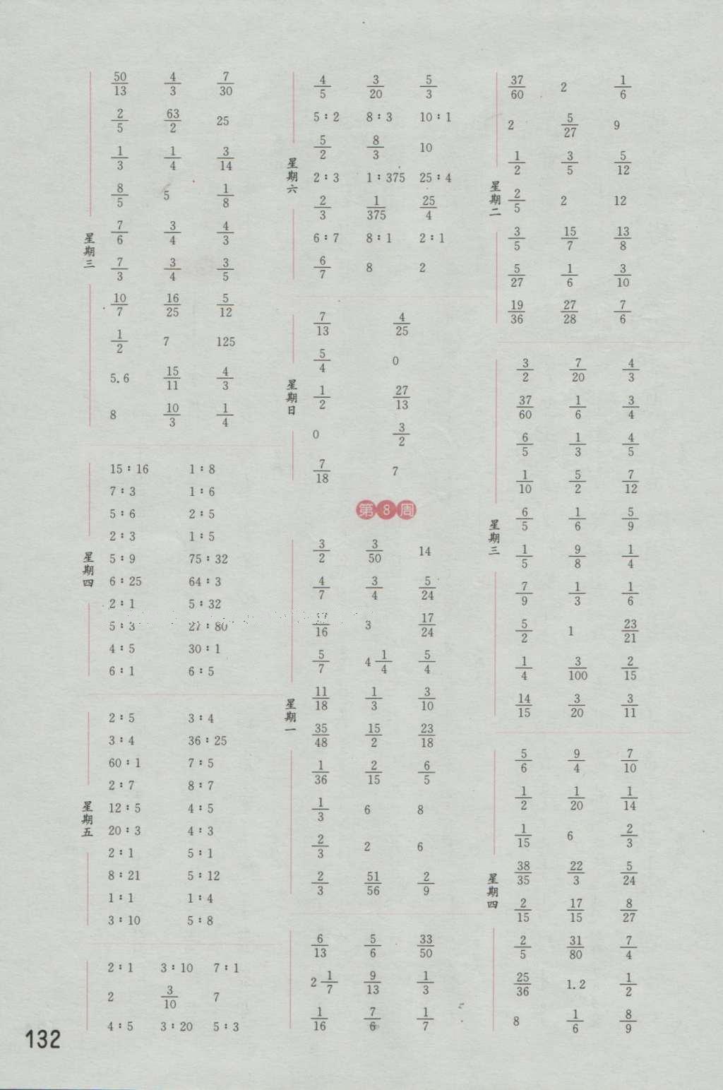 2016年通城学典计算能手六年级数学上册人教版 参考答案第6页