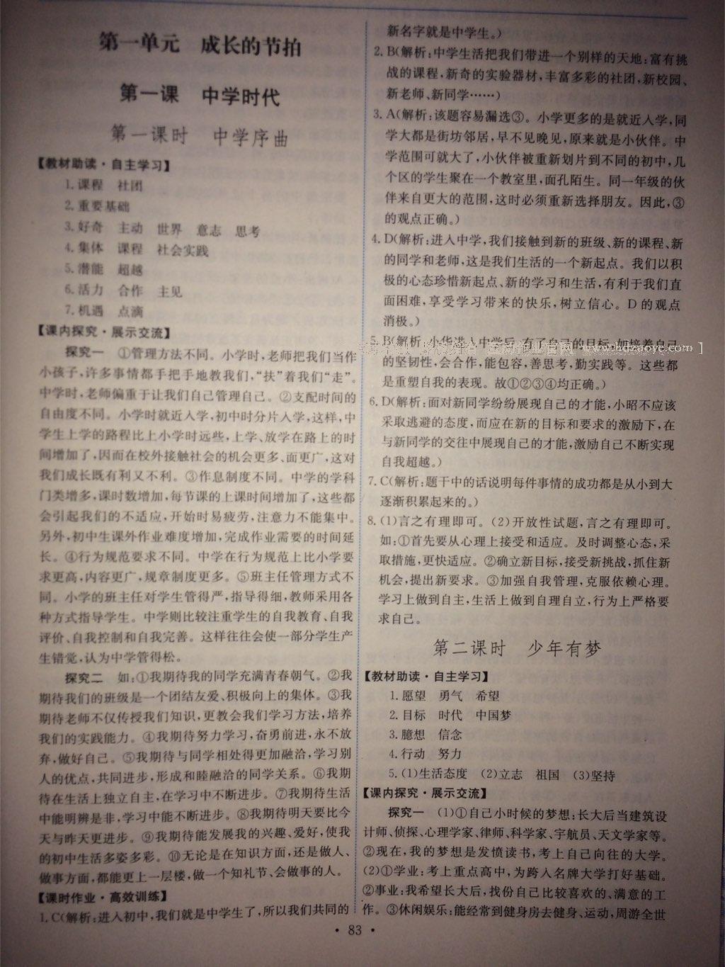 相关练习册答案