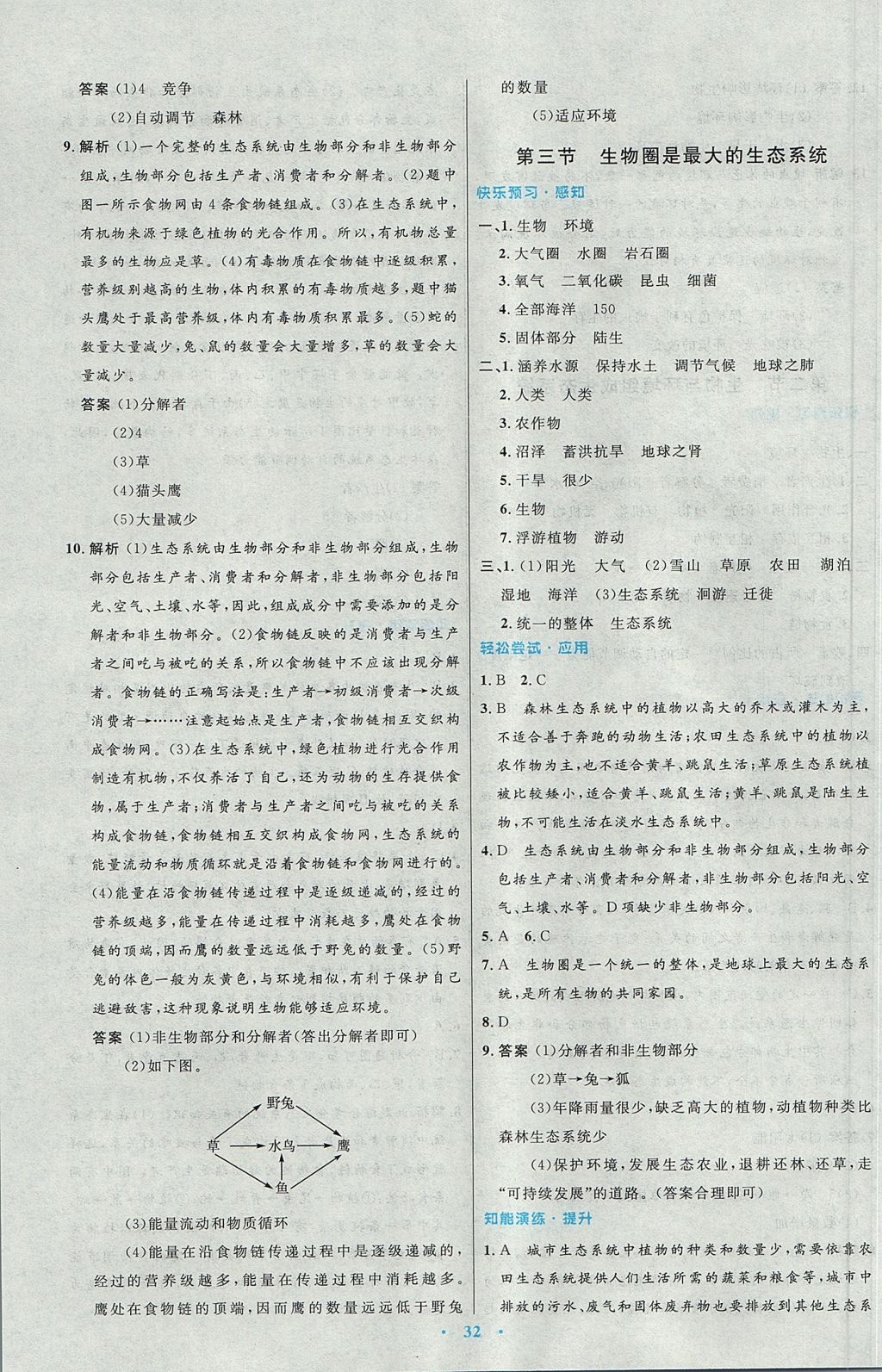 2017年初中同步测控优化设计七年级生物学上册人教版 参考答案第4页