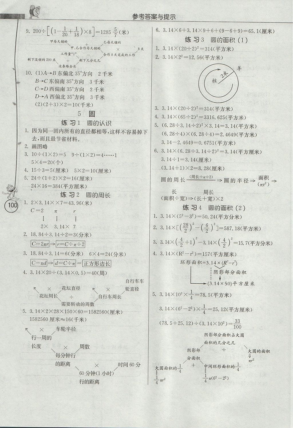 2017年春雨教育小学数学应用题解题高手六年级上册人教版 参考答案第