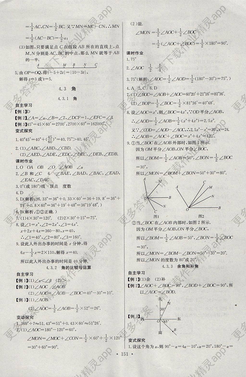 2017年长江全能学案同步练习册七年级数学上册人教版 参考答案第21页