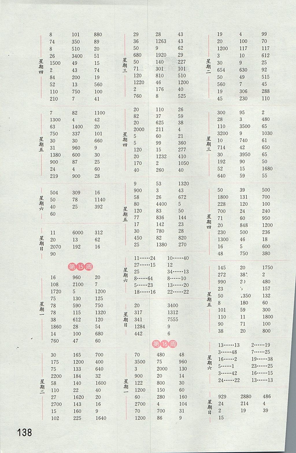 2017年通城学典小学数学计算能手四年级上册江苏版 参考答案第6页