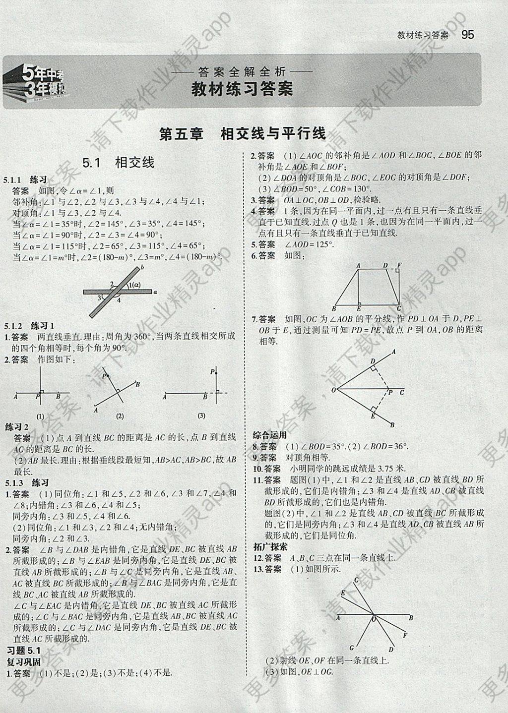 课本人教版七年级数学下册 参考答案第1页