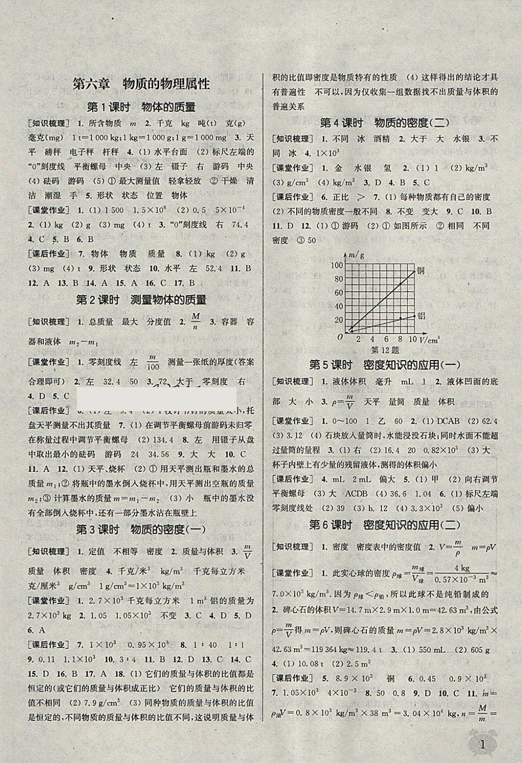 2018年通城学典课时作业本八年级物理下册苏科版江苏专用答案