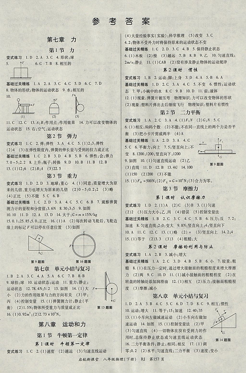 同步学案八年级物理下册人教版 参考答案第1页 参考答案 分享练习册