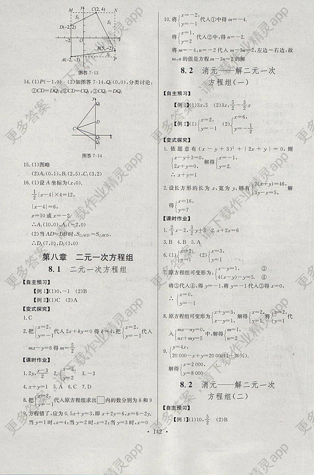 2018年长江全能学案同步练习册七年级数学下册人教版答案—精英家教