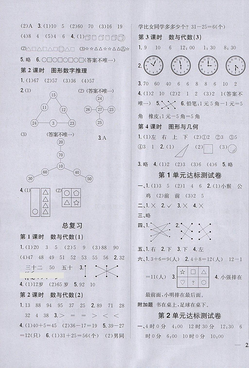 2018年全科王同步课时练习一年级数学下册冀教版 第7页