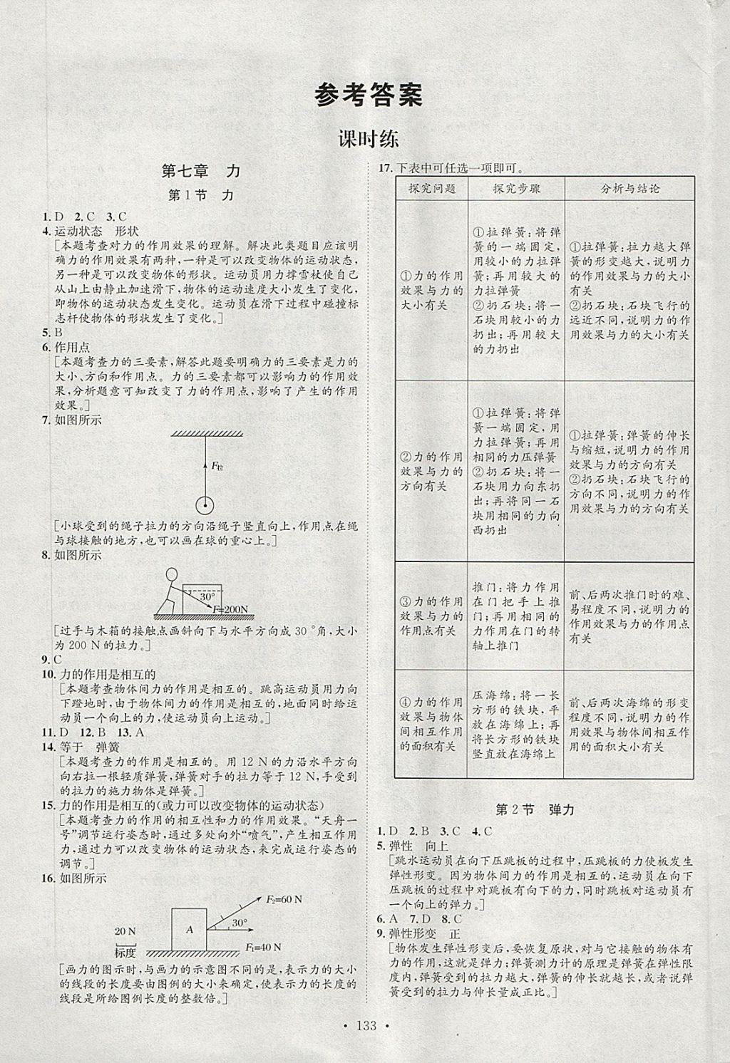 思路教练同步课时作业八年级物理人教版所有年代上下册答案大全精英