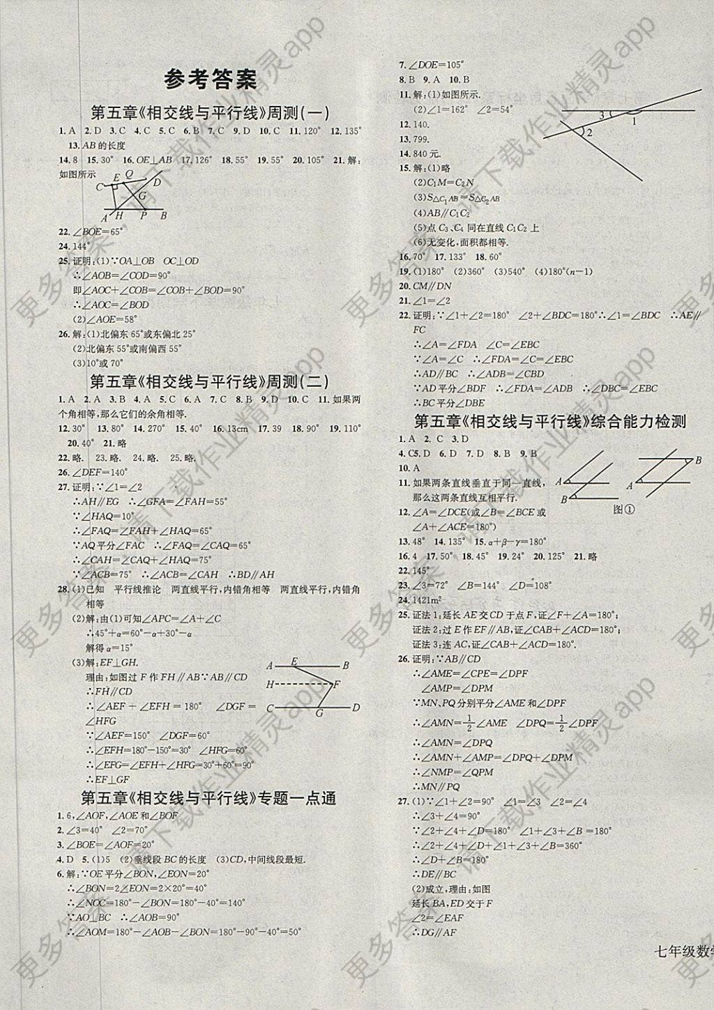 2018年同步检测金卷七年级数学下册人教版答案—精英家教网