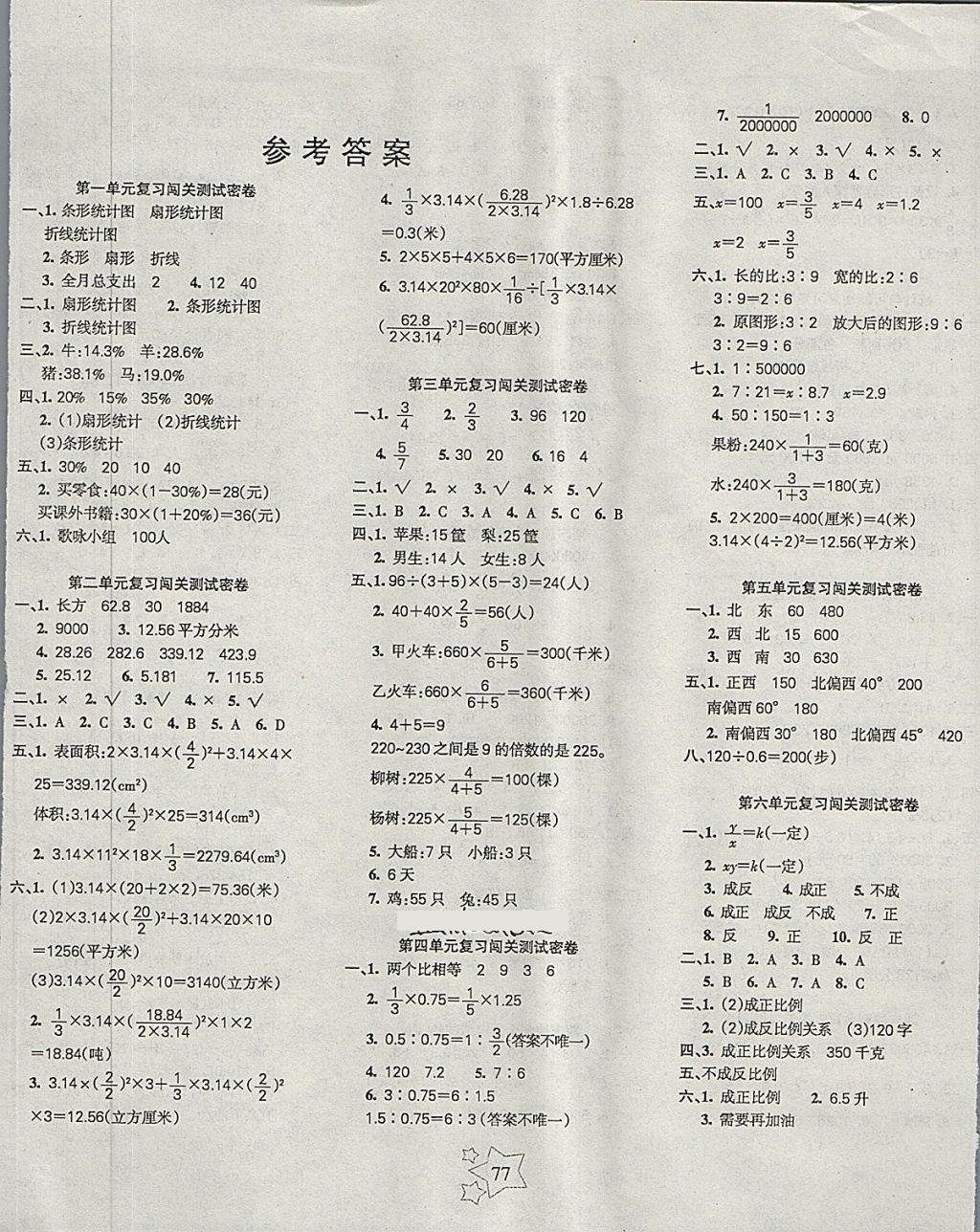 2018年課堂達優期末衝刺100分六年級數學下冊蘇教版