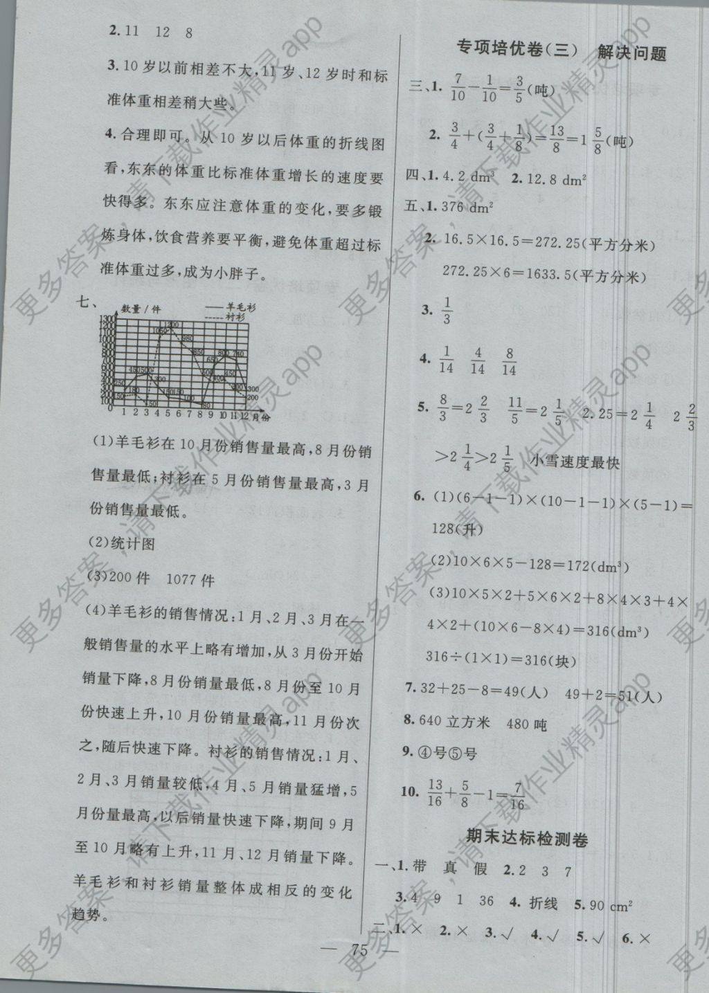 2018年金版卷王名师面对面大考卷五年级数学下册人教版答案—精英