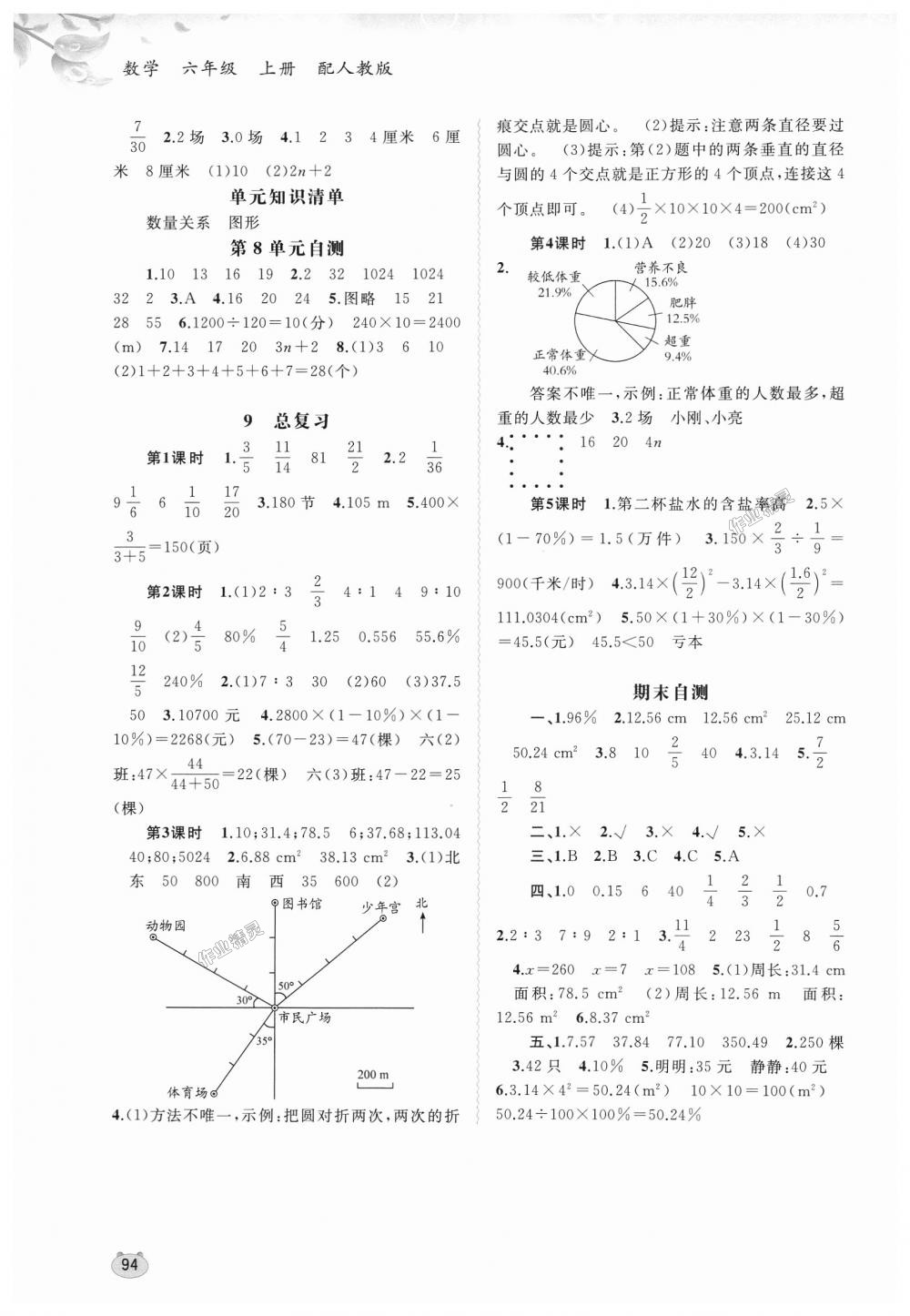 2018年新课程学习与测评同步学习六年级数学上册人教版答案—青夏