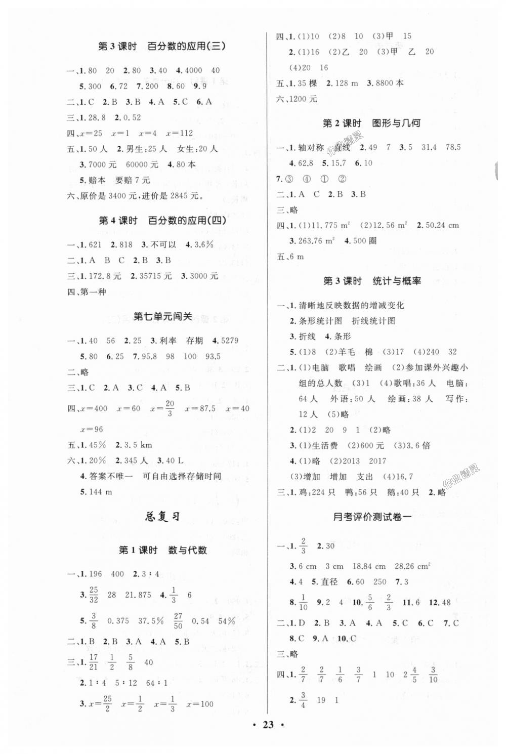 2018年小學同步測控優化設計六年級數學上冊北師大版答案精英家教網