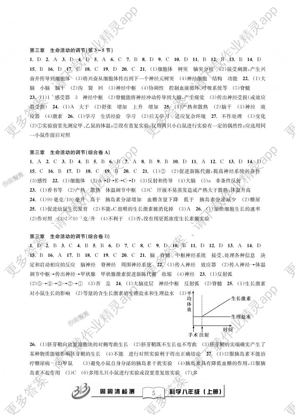 2018年周周清检测八年级科学理科综合上册浙教版精英版答案—青夏