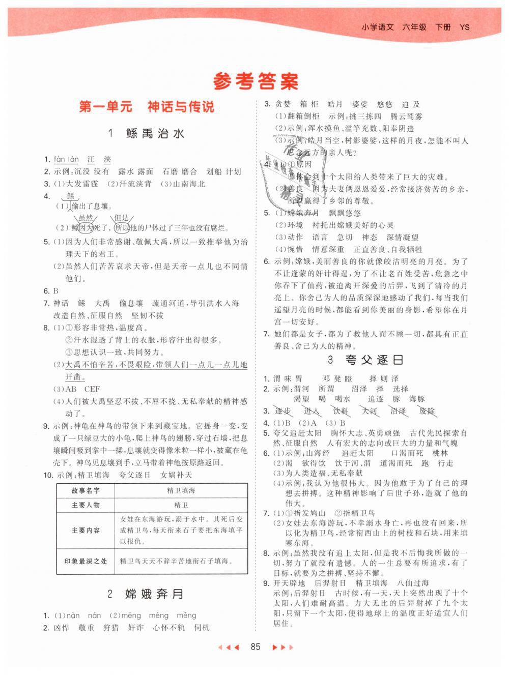 2019年53天天练小学语文六年级下册语文s版答案—精英家教网