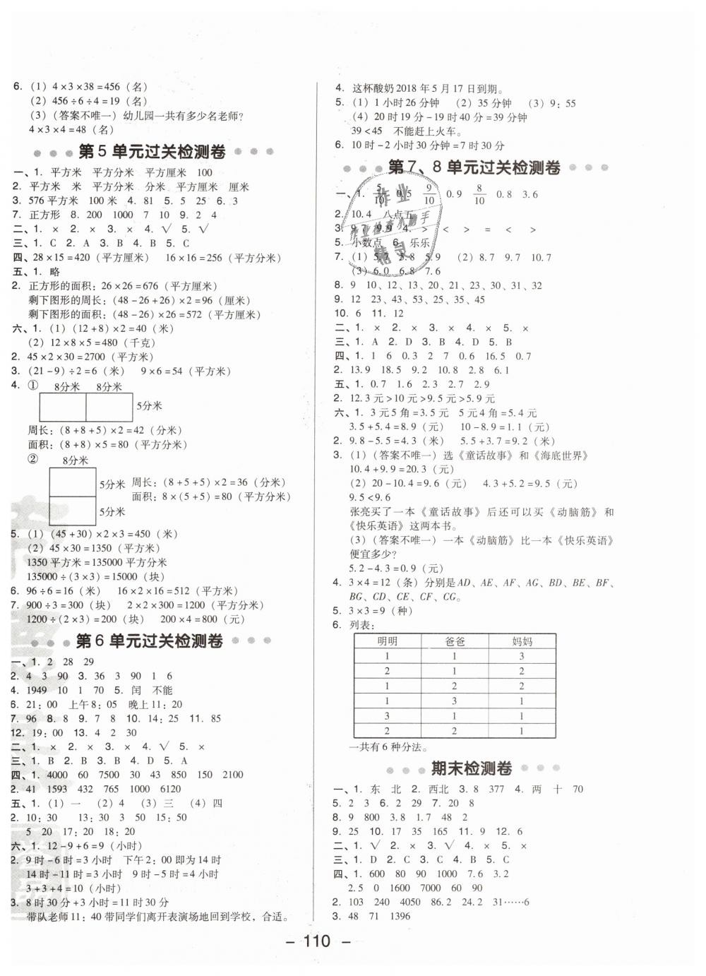 2019年综合应用创新题典中点三年级数学下册人教版第2页