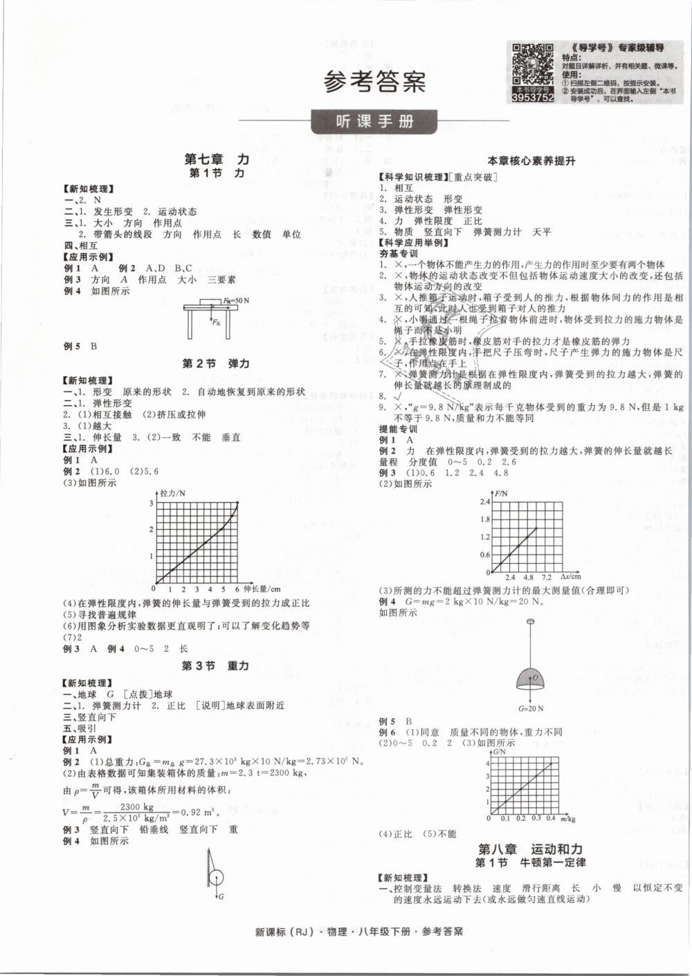 2019年全品学练考八年级物理下册人教版答案—青夏教育精英家教网