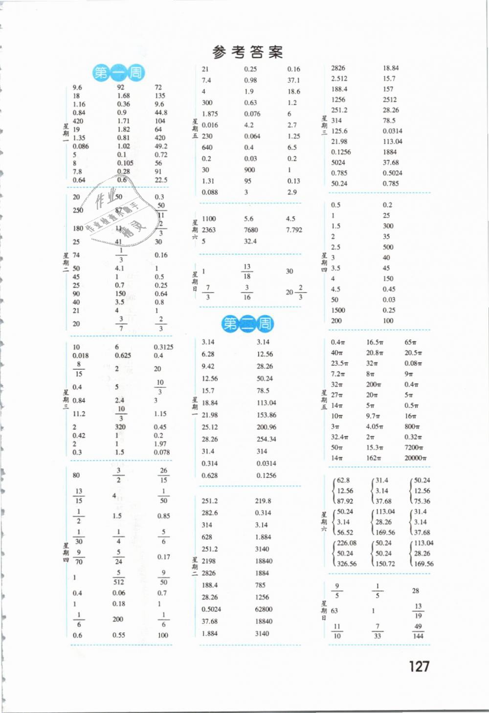 2019年经纶学典口算达人六年级数学下册江苏版