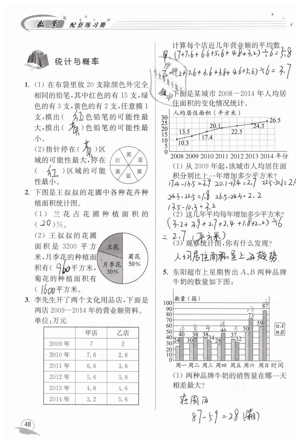 2019年数学配套练习册六年级下册青岛版青岛出版社答案精英家教网