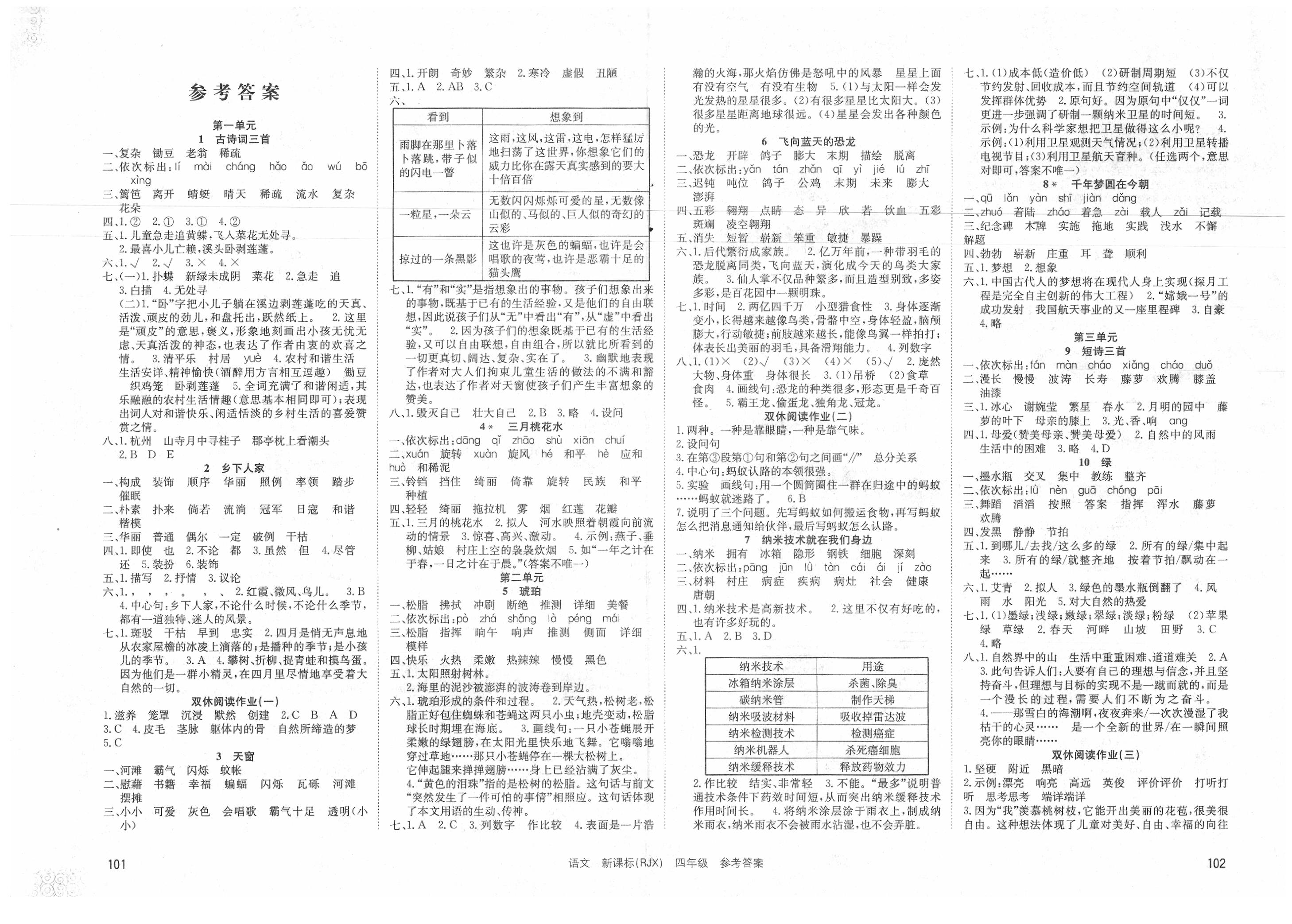 优化练与测四年级语文下册人教版 