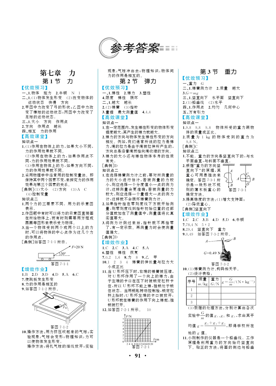 八年级物理下册人教版重庆专版 参考答案第1页 参考答案 分享练习册