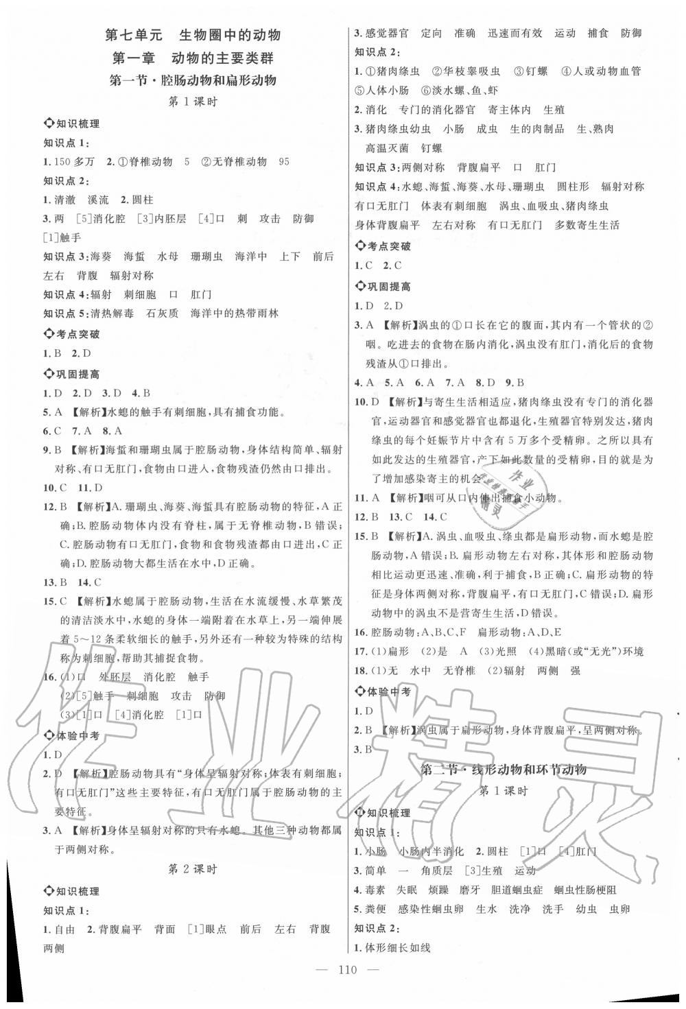 2020年细解巧练八年级生物上册鲁教版五四制