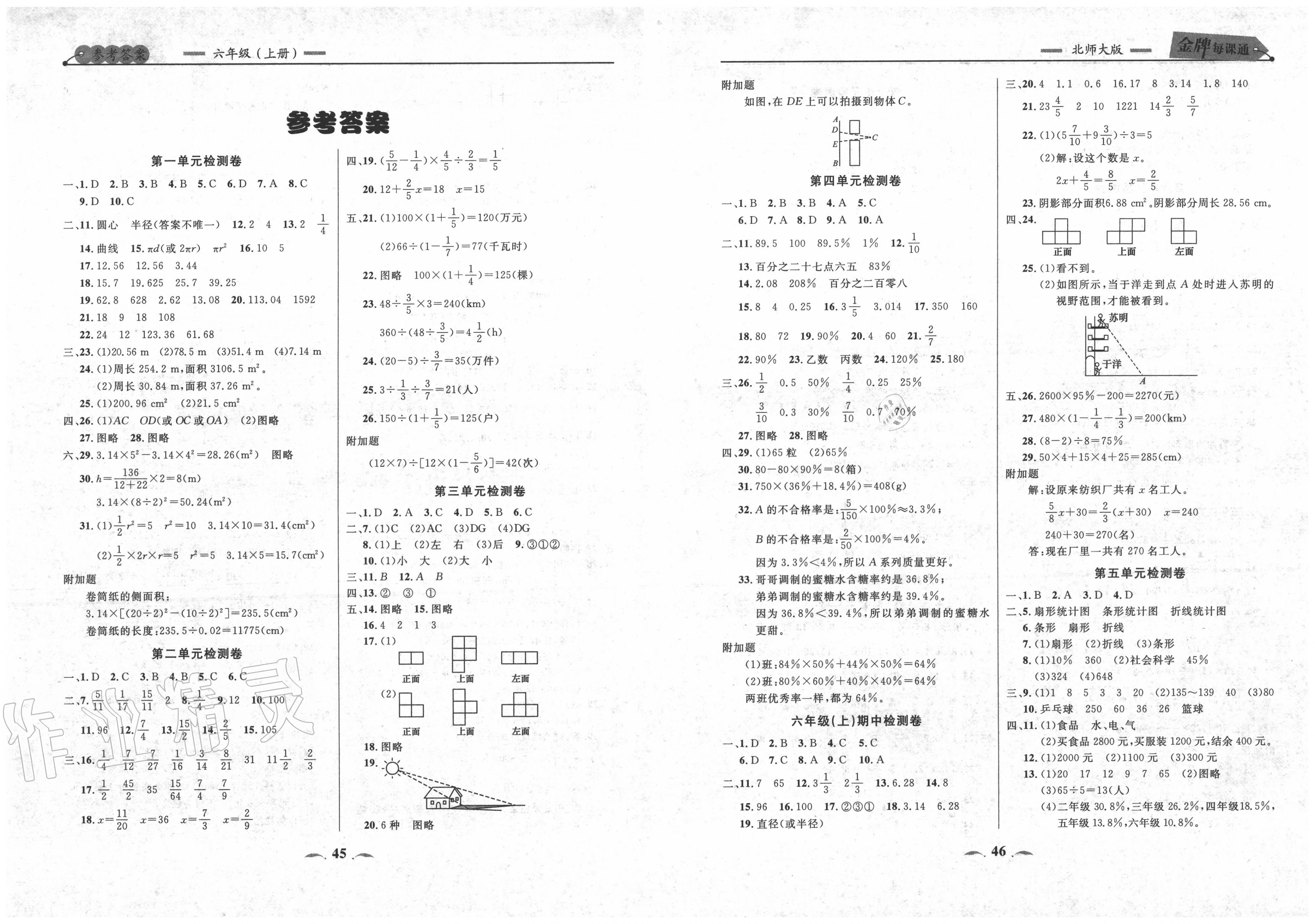 小学生数学报答案六上图片