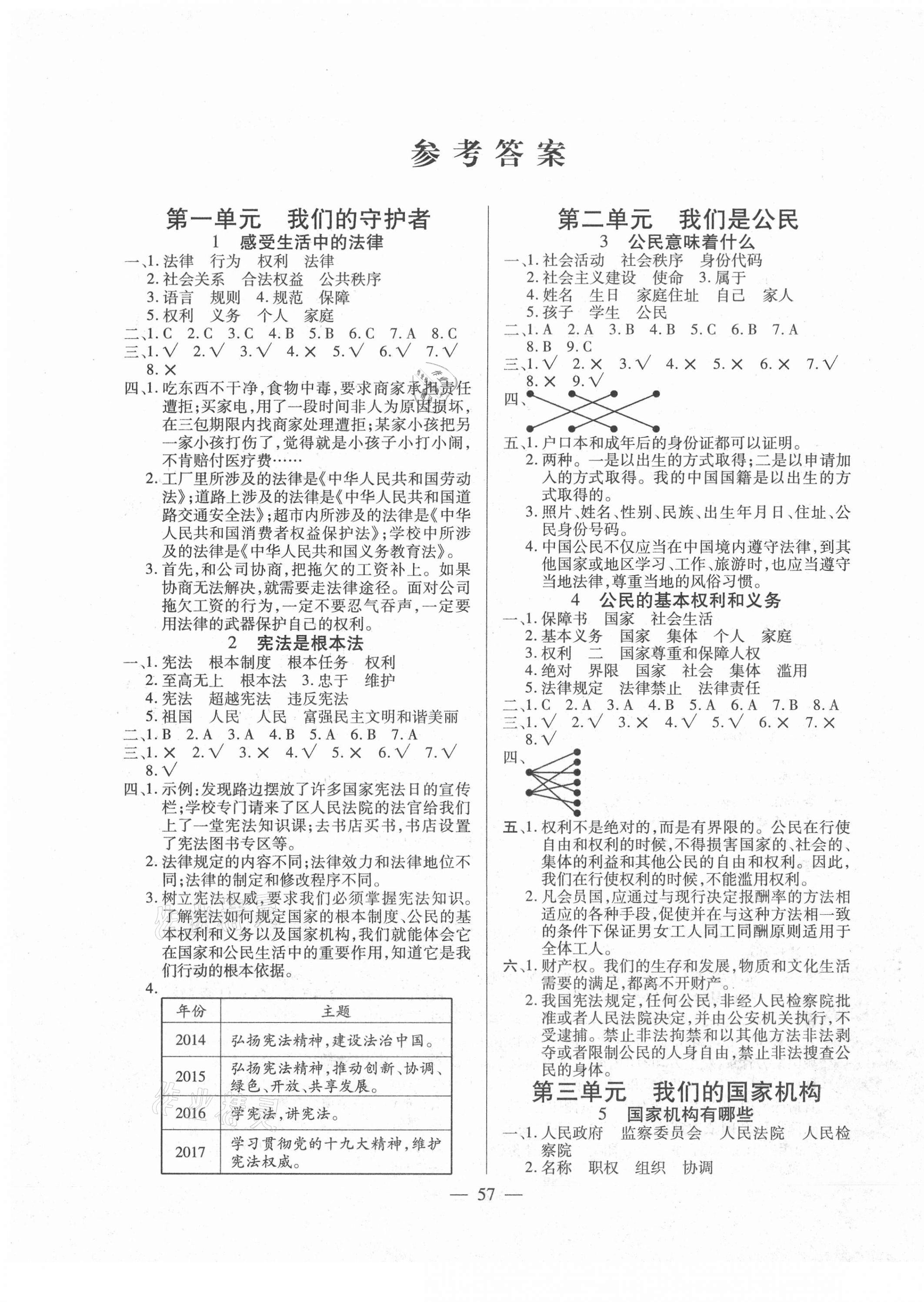 2020年快乐练习六年级道德与法治上册部编版云南美术出版社答案—青