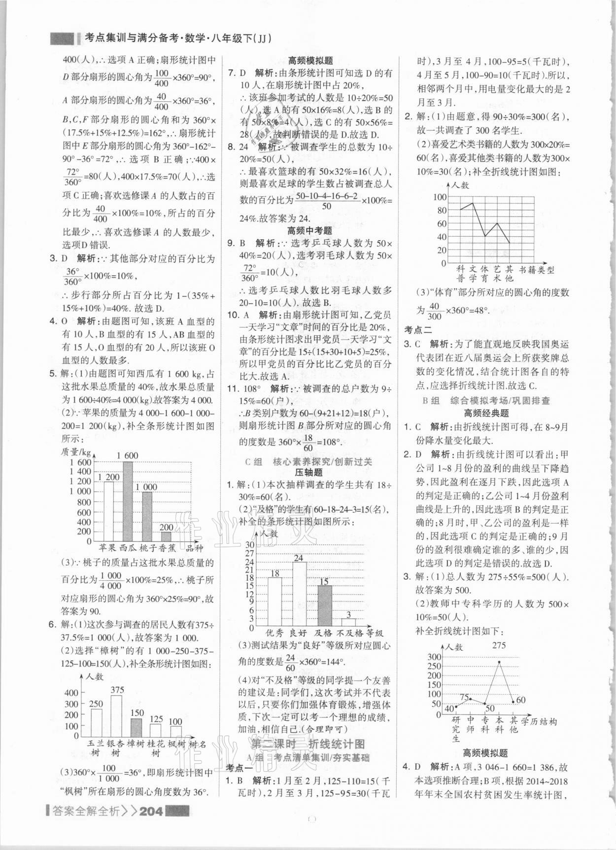 2021年考点集训与满分备考八年级数学下册冀教版&nbsp;参考答案第4页