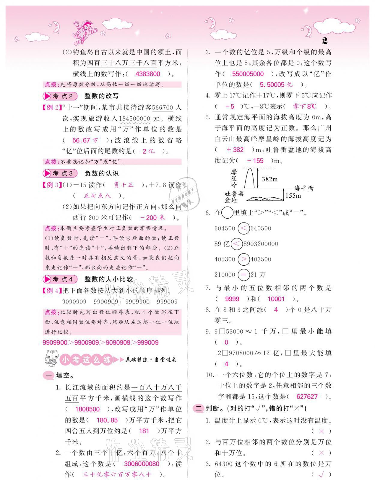 2021年小考点睛数学&nbsp;参考答案第2页