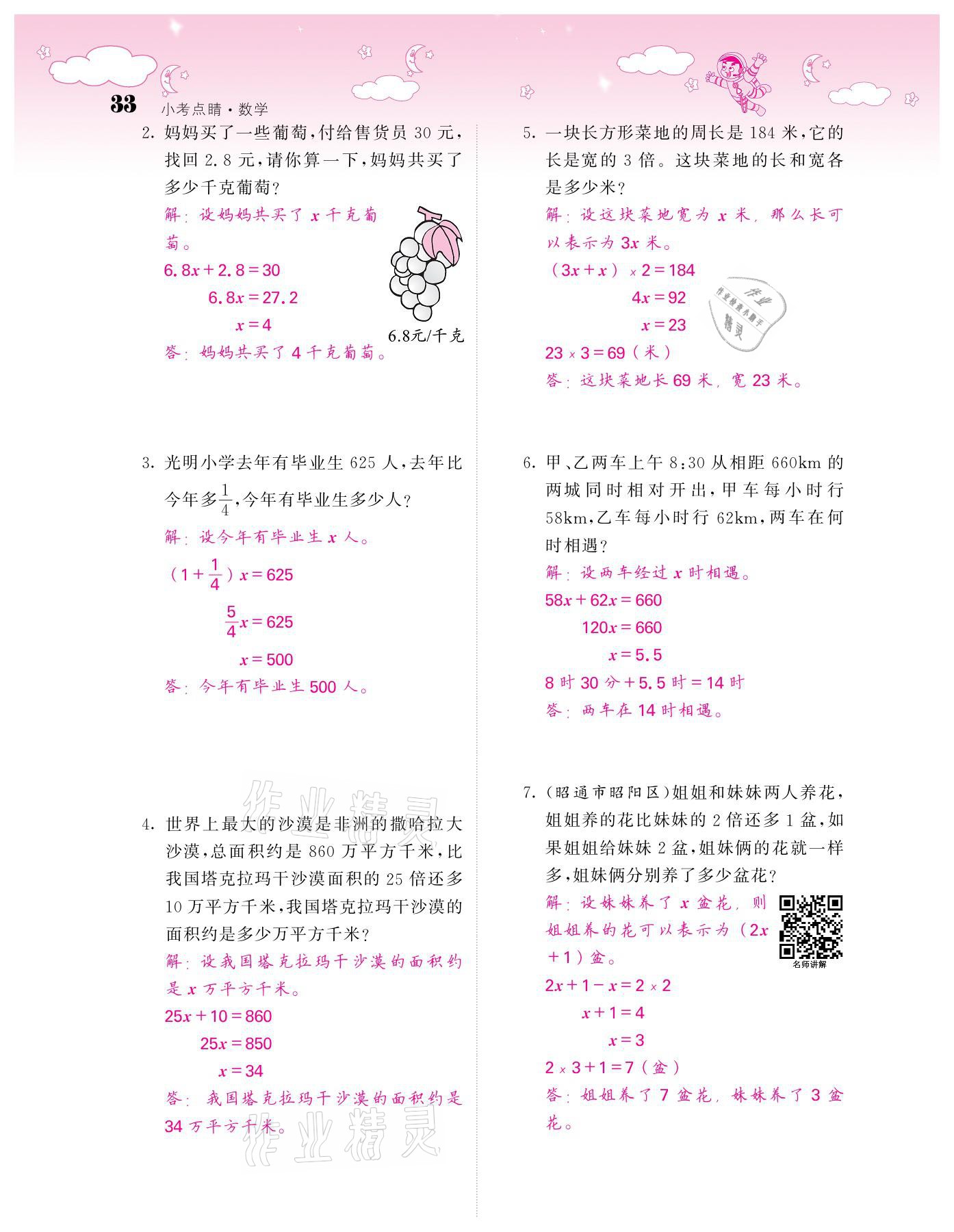 2021年小考点睛数学&nbsp;参考答案第33页