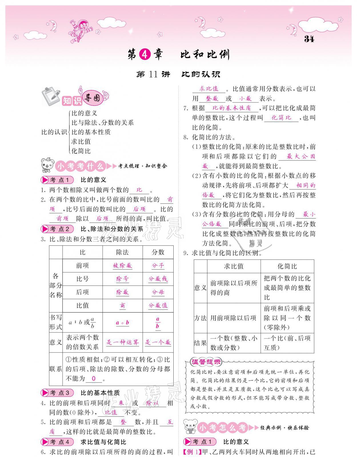 2021年小考点睛数学&nbsp;参考答案第34页