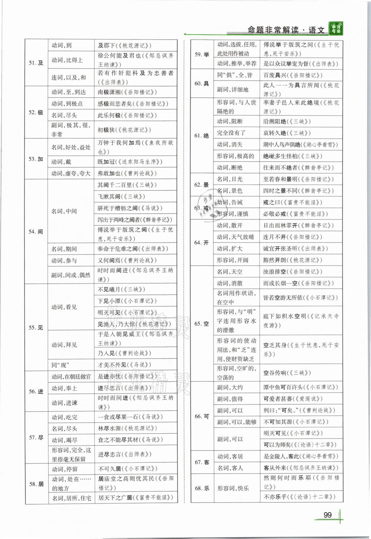 2021年河南中考命题非常解读语文&nbsp;参考答案第99页