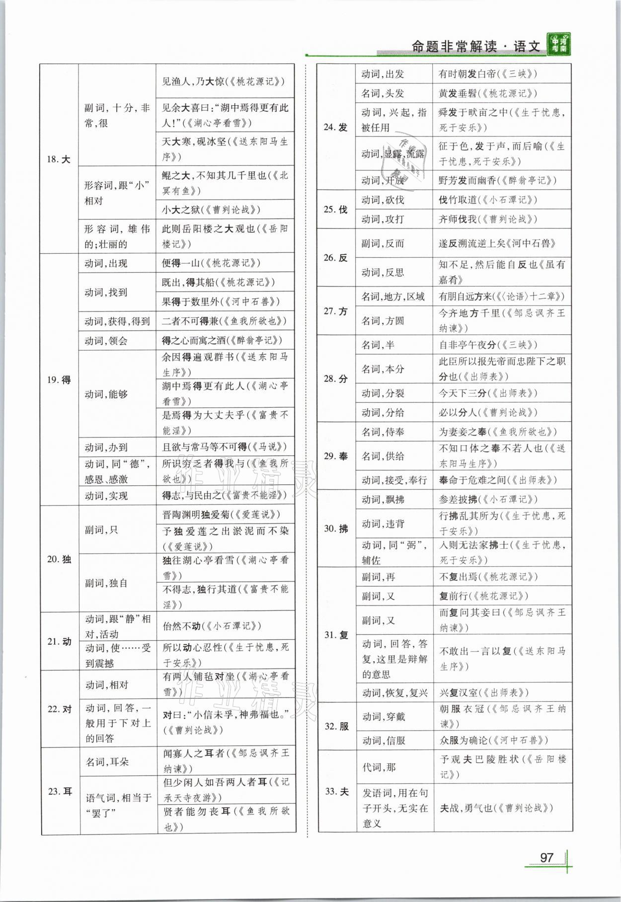 2021年河南中考命题非常解读语文&nbsp;参考答案第97页