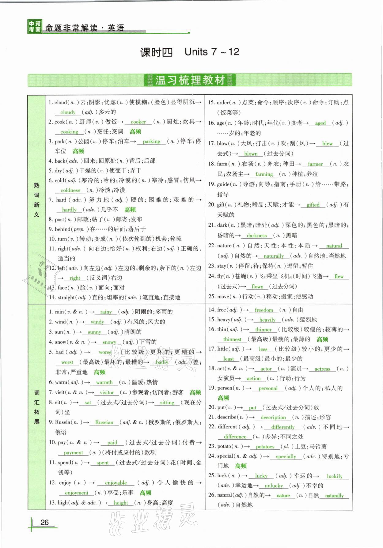 2021年河南中考命题非常解读英语课标版&nbsp;参考答案第26页