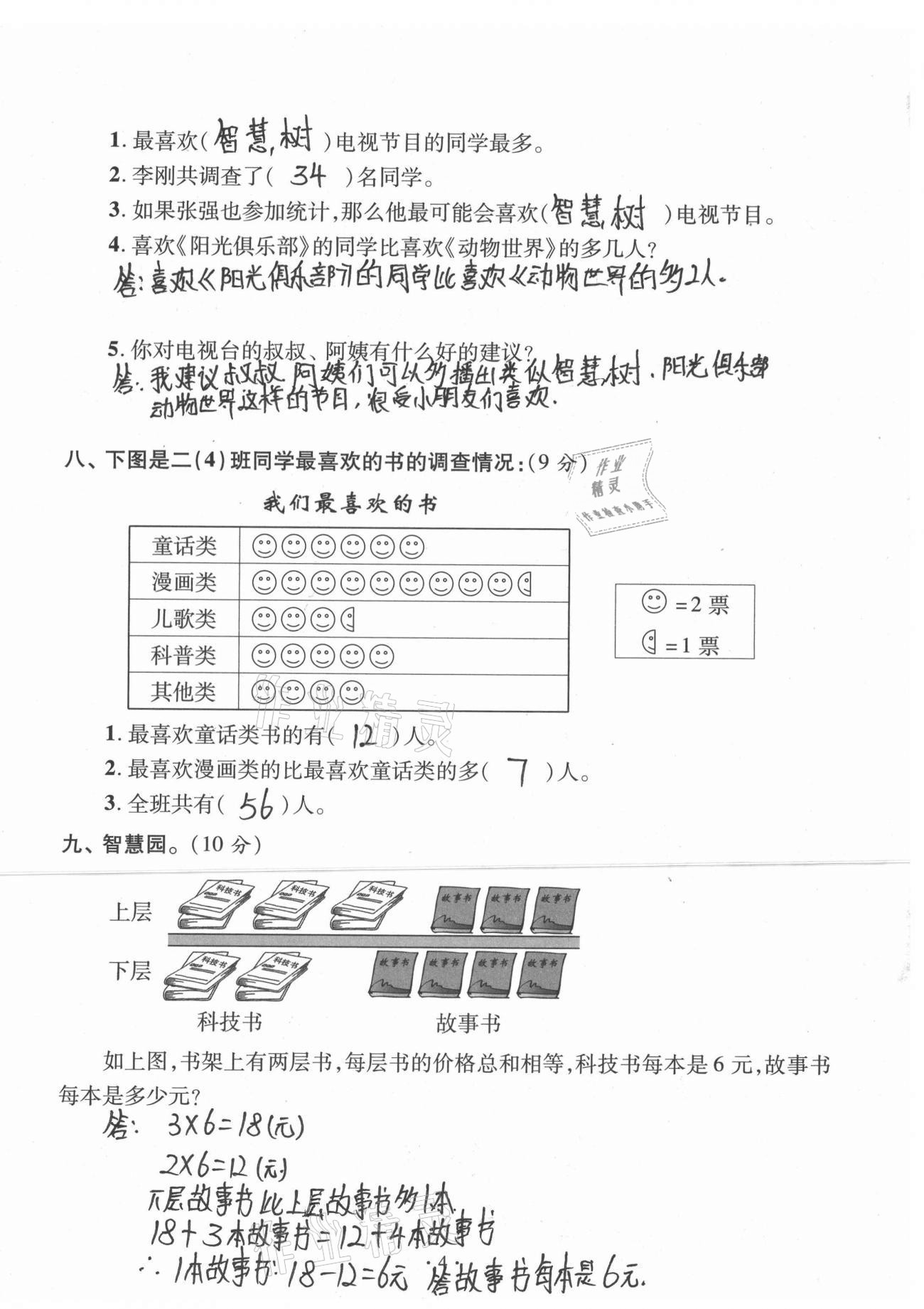 2021年单元自测试卷青岛出版社二年级数学下册人教版&nbsp;参考答案第4页