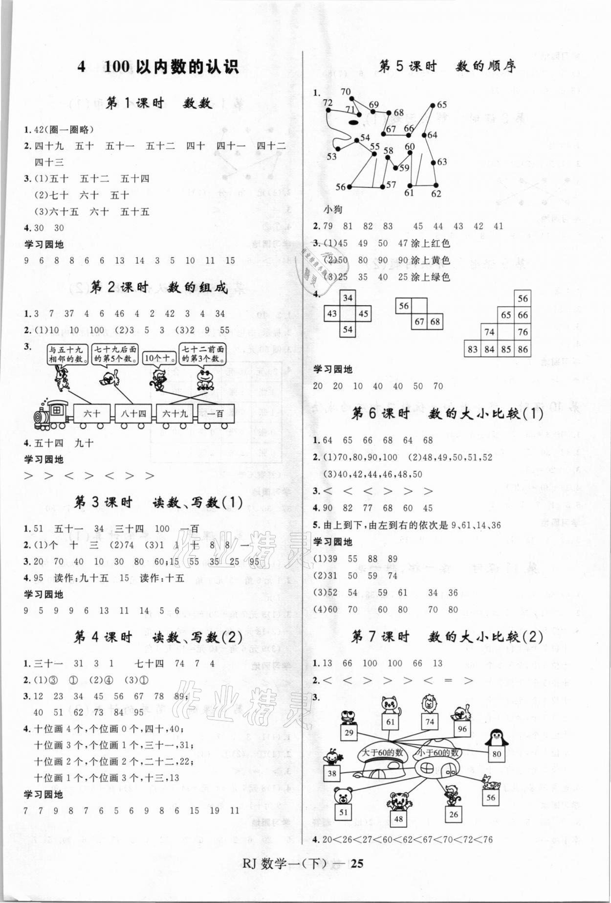 2021年夺冠百分百小学优化训练一年级数学下册人教版&nbsp;第3页
