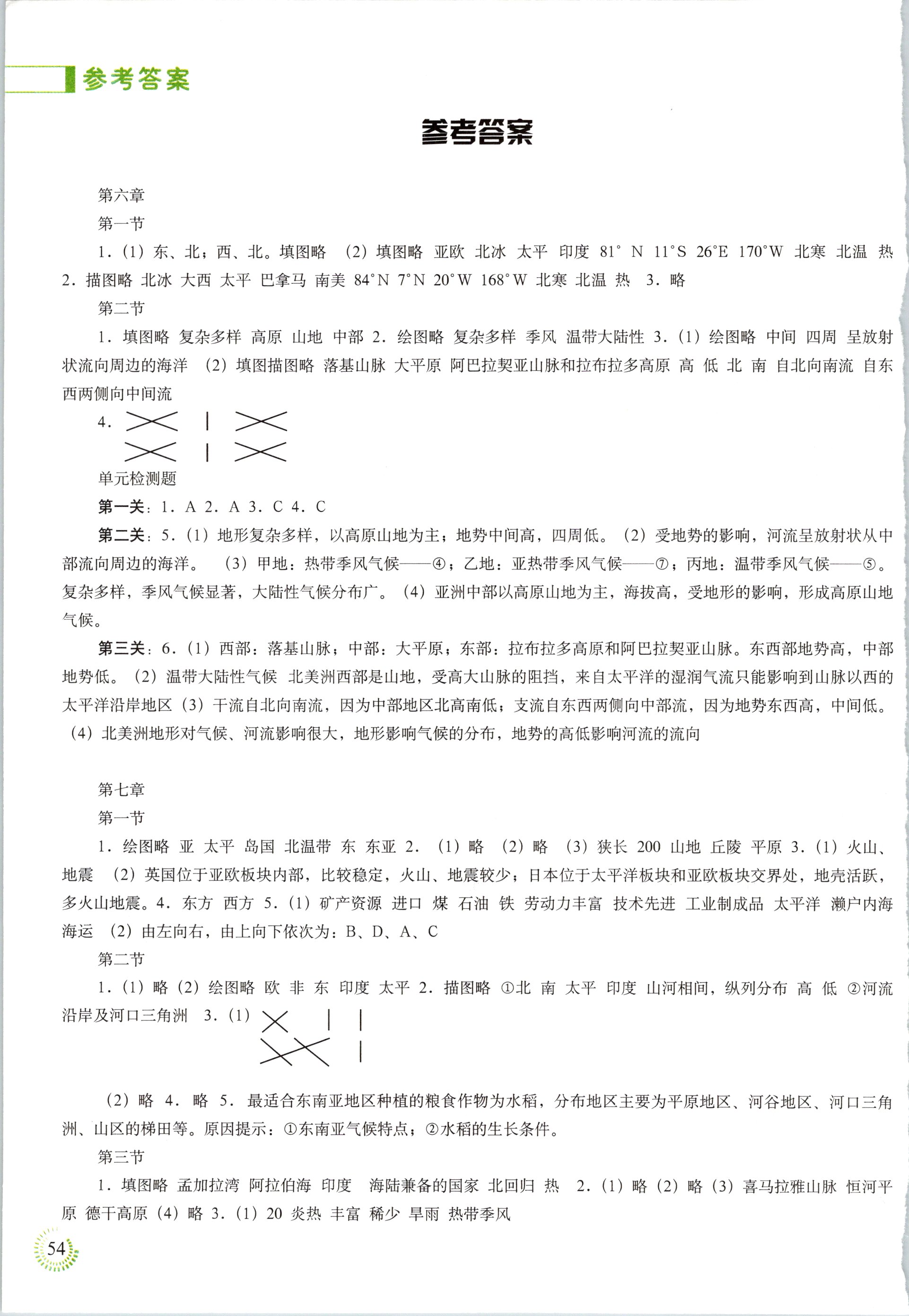 2021年地理填充图册七年级下册人教版福建专版中国地图出版社答案
