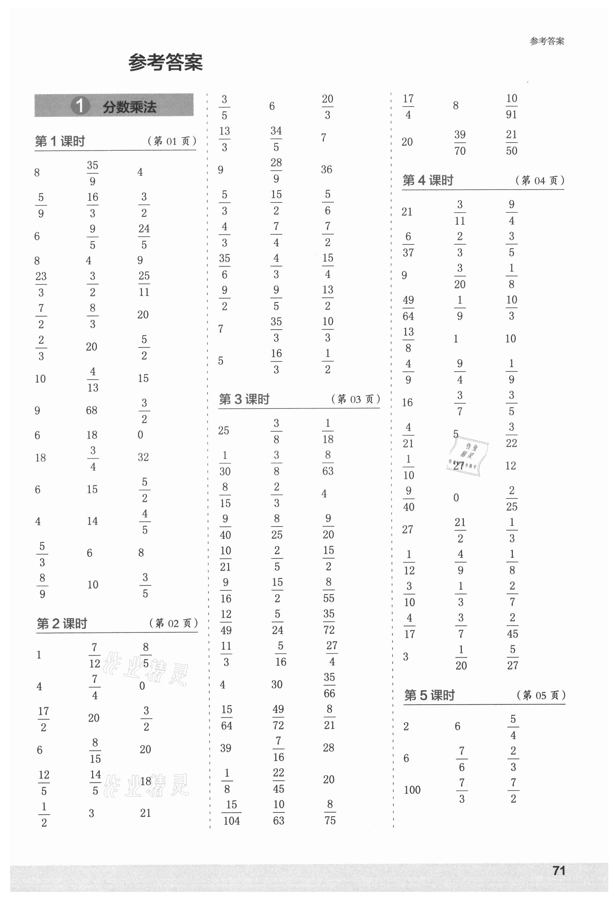 2021年口算小状元口算速算天天练六年级数学上册人教版&nbsp;第1页