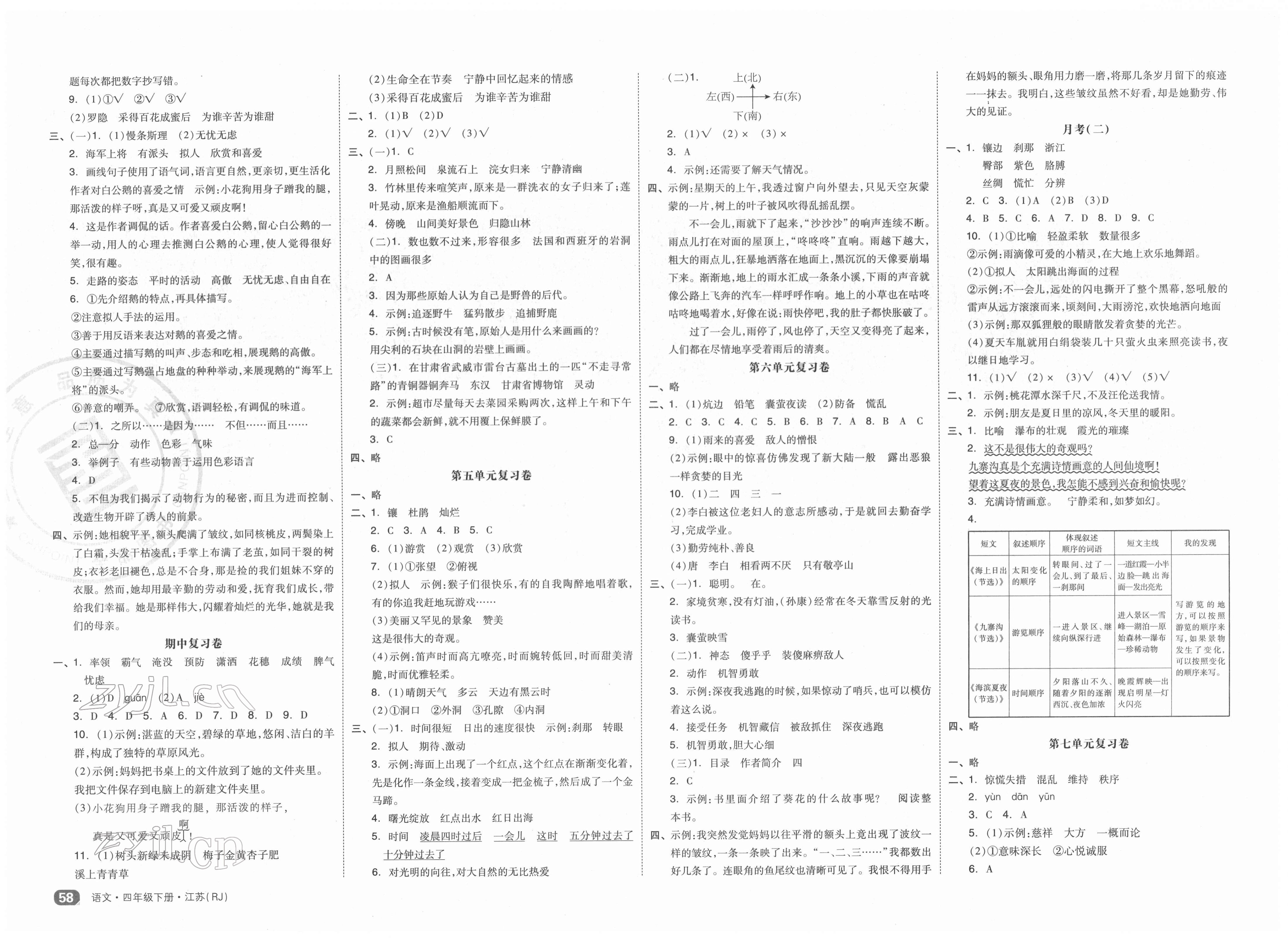 2022年全品小复习四年级语文下册人教版江苏专版&nbsp;第2页