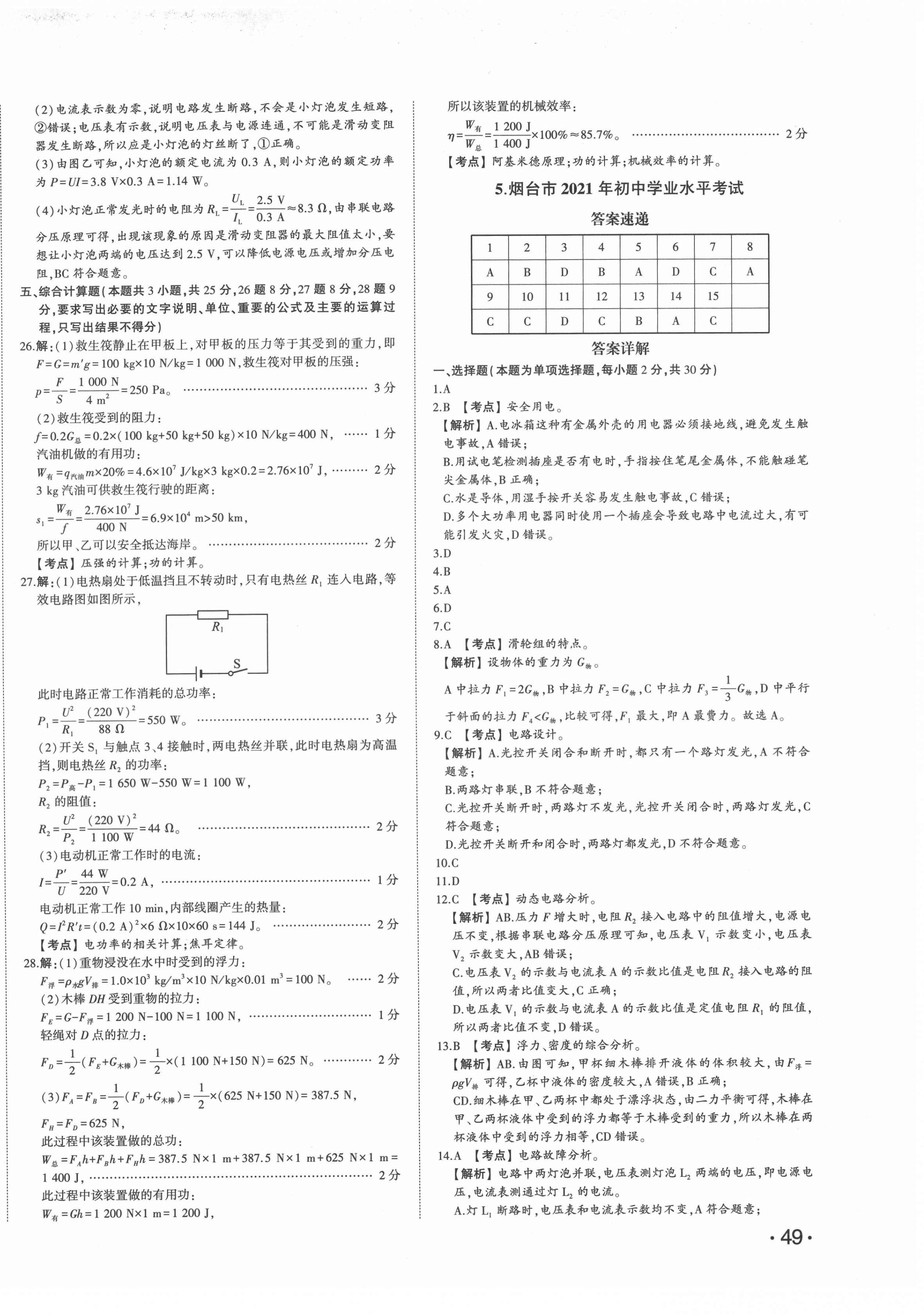 2022年星跃龙门中考真题汇编卷物理人教版山东专版&nbsp;第6页