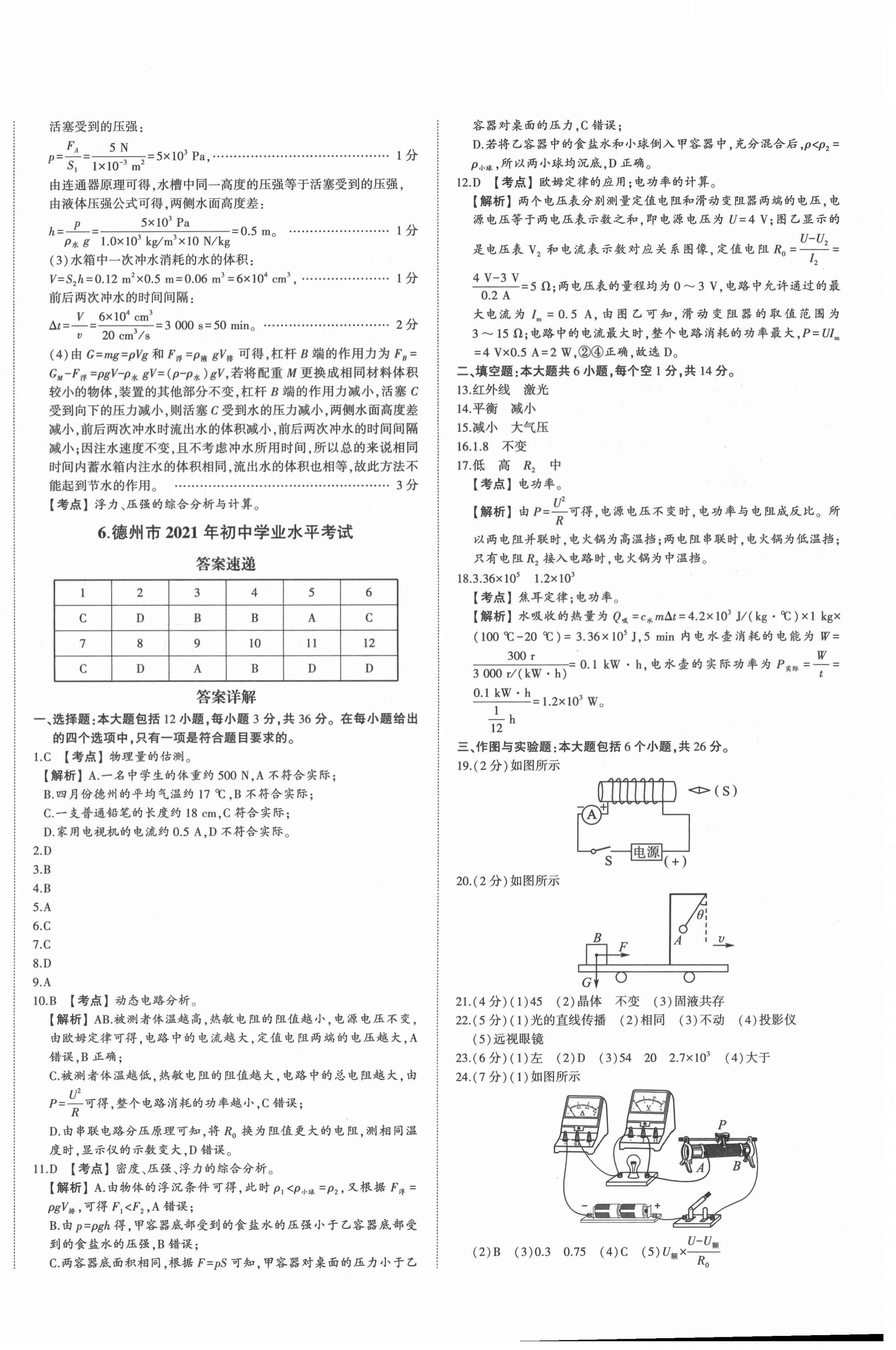 2022年星跃龙门中考真题汇编卷物理人教版山东专版&nbsp;第8页