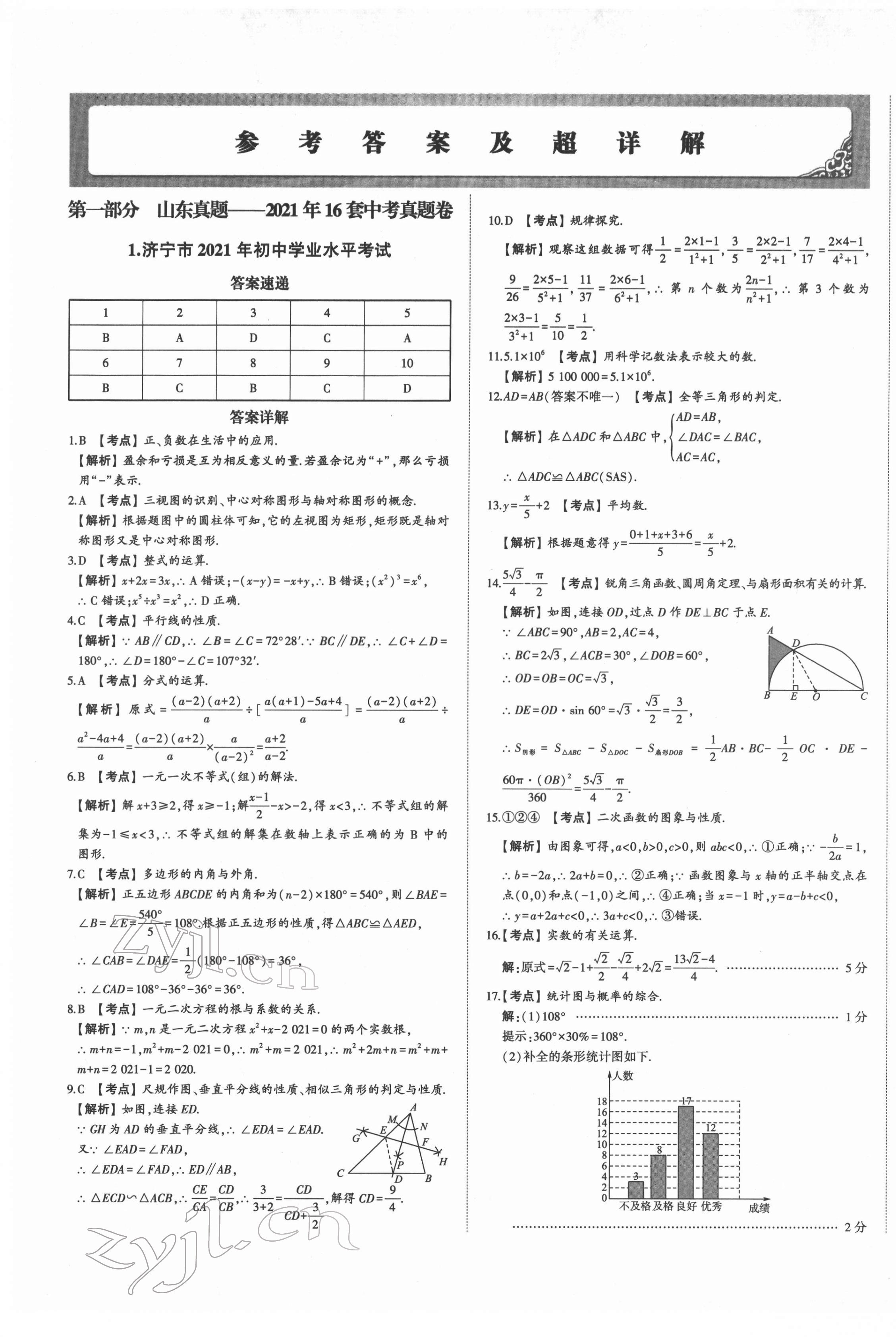2022年星跃龙门中考真题汇编卷数学人教版山东专版&nbsp;第1页